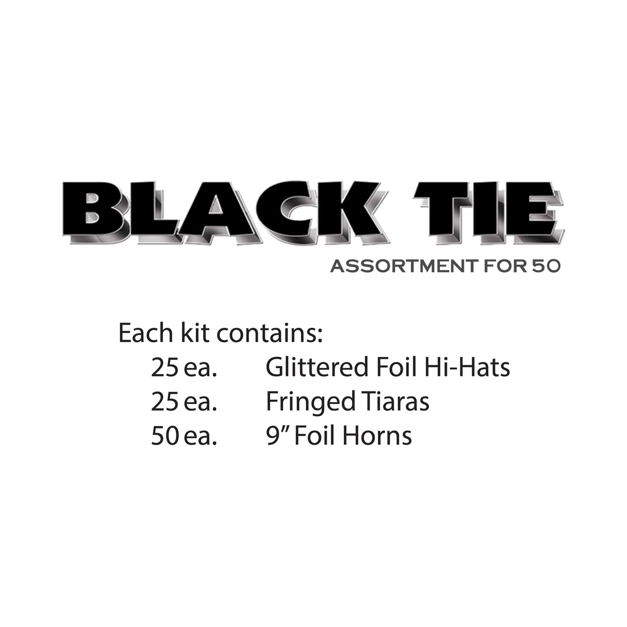 Beistle Black & Silver New Year Tie Party Favor Kit for 50